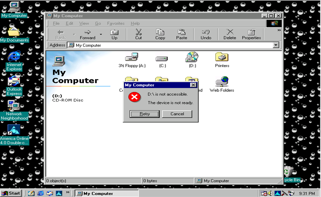 windows 98 installation cd rom not detected